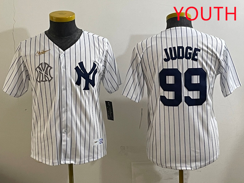 Youth New York Yankees 99 Judge White 2025 Nike MLB jersey style 112